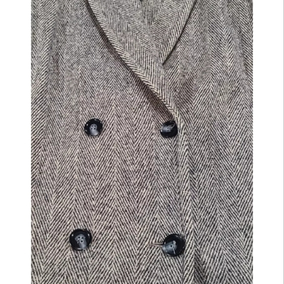 Vintage Noble Fashions Herringbone Jacket Women LG Double Breasted Wool Blend - Picture 3 of 14